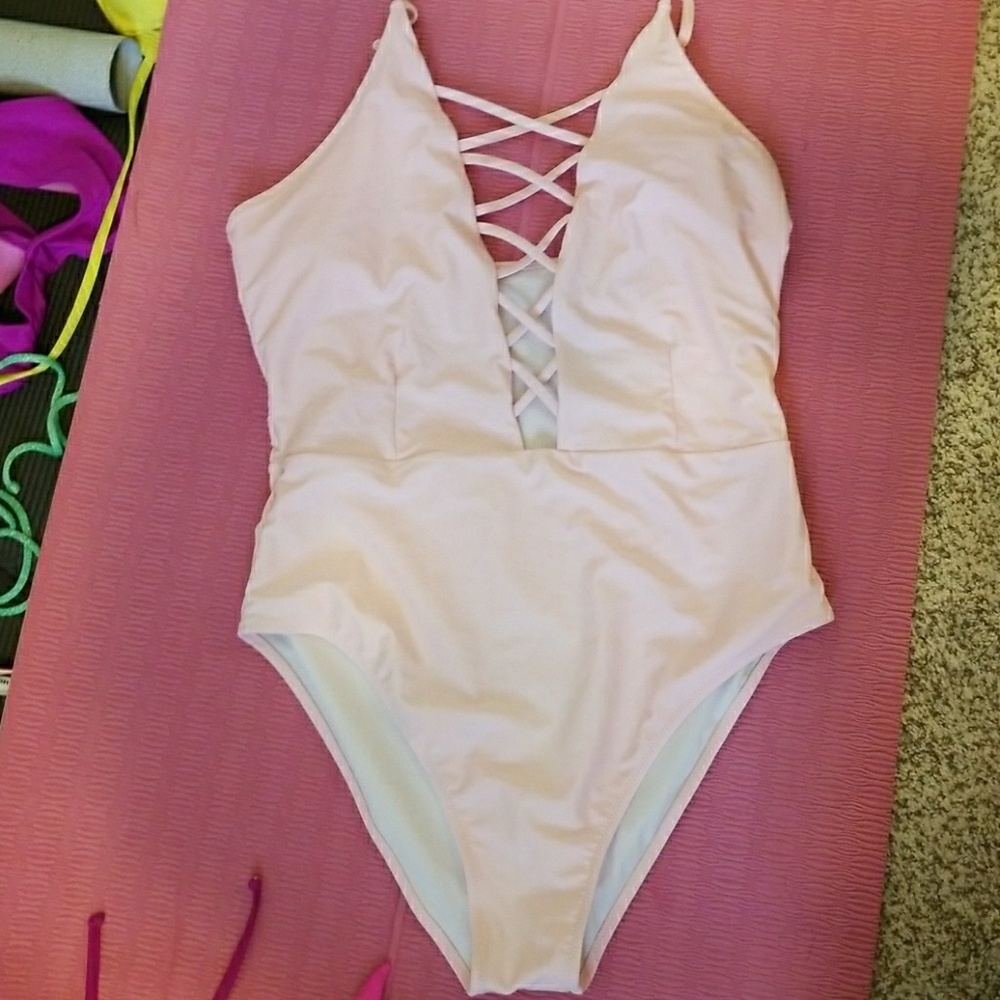 One piece pink swimsuit